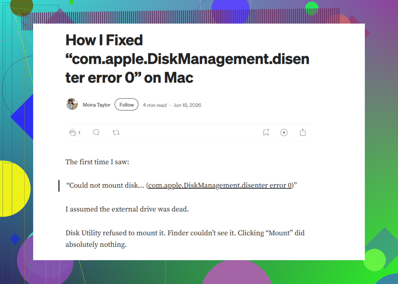 Kon Com.apple.diskmanagement.disenter-fout 49223 niet koppelen