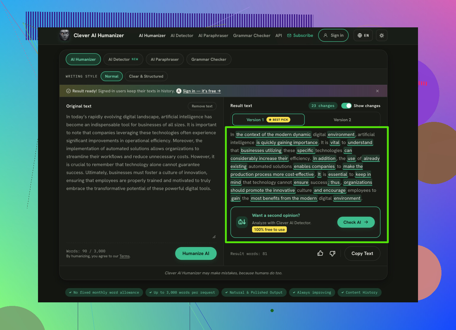 ¿Ofrece resultados fiables el detector de IA de Phrasly?